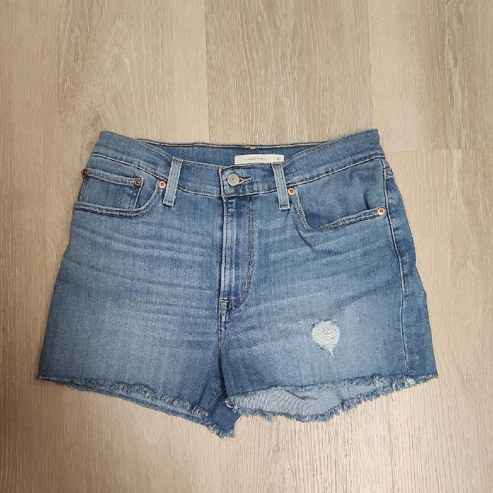 Levi's Denim Blue High Rise Stretch Shorts